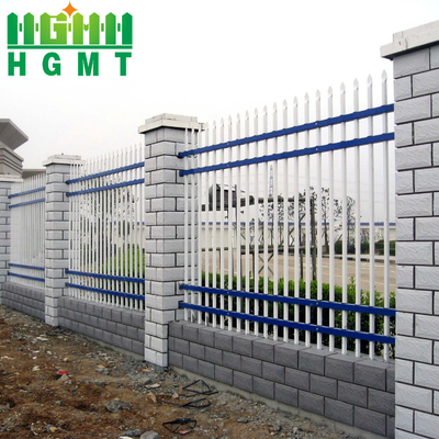 Flat Top Powder Coated Iron Picket Steel Tubular Fence Panels For Residential Areas
