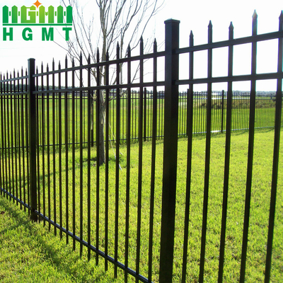 Flat Top Powder Coated Iron Picket Steel Tubular Fence Panels For Residential Areas