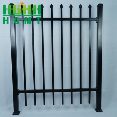 Flat Top Powder Coated Iron Picket Steel Tubular Fence Panels For Residential Areas
