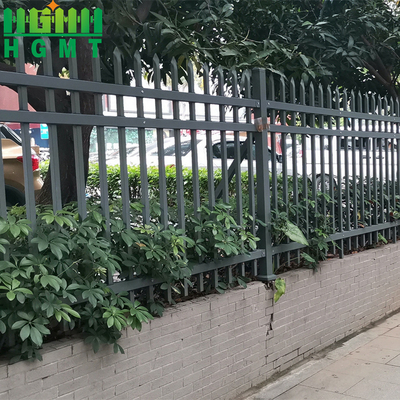 Flat Top Powder Coated Iron Picket Steel Tubular Fence Panels For Residential Areas