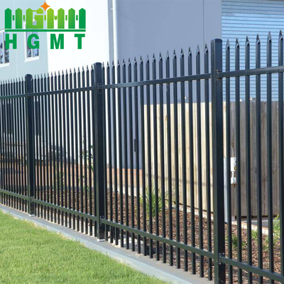 Flat Top Powder Coated Iron Picket Steel Tubular Fence Panels For Residential Areas