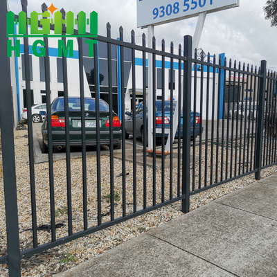Flat Top Powder Coated Iron Picket Steel Tubular Fence Panels For Residential Areas