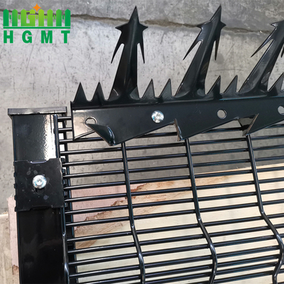 6 Ft High Durable High Security Prison Welded Mesh 358 Anti Climbing Fence Panel With Razor Barbed Wire