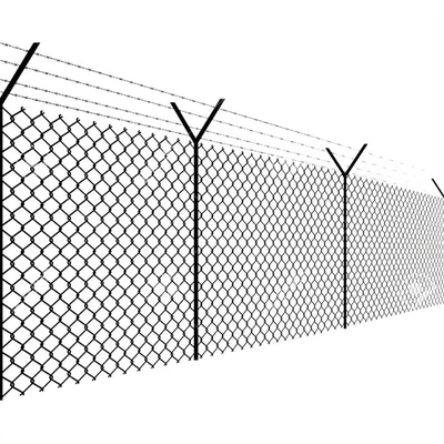 Εξωτερικό PVC Μαύρο επικαλυμμένο με βινύλιο Cyclone Iron Wire Mesh Metal Fence 8 ft Chain Link Fence